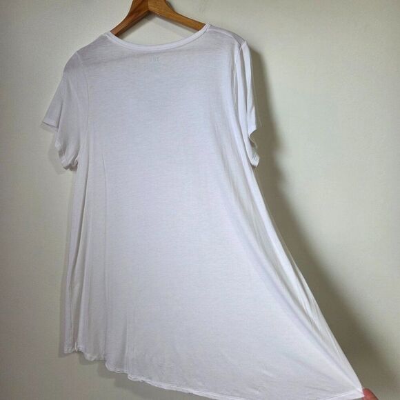 EUC HUE WHITE SUPER SOFT DEEP V NECK LONG LINE TEE SIZE XL - Picture 4 of 13